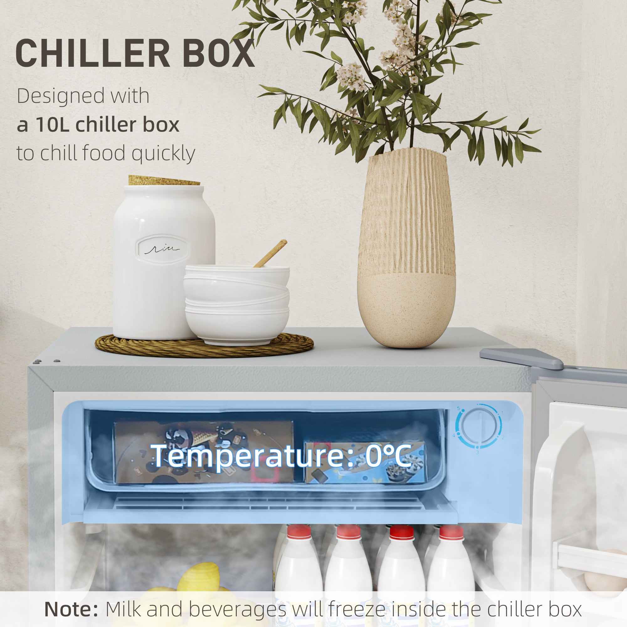 91L Freestanding Under-Counter Fridge With Lock - Grey
