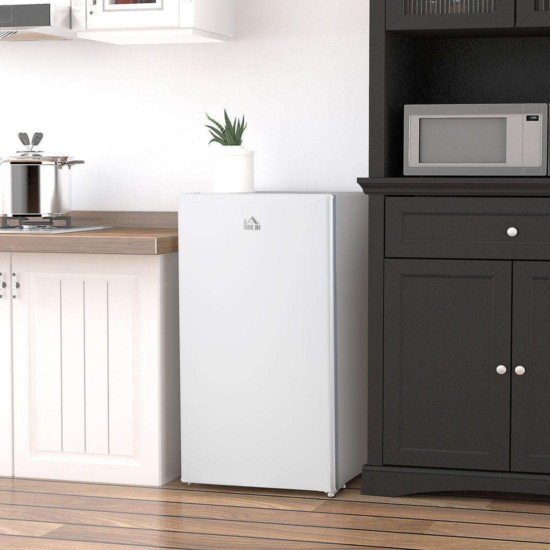 Under Counter Fridge, 91L Small Fridge With Chiller Box, Removable Shelf, Reversible Door, Adjustable Legs, Mini Refrigerator, White