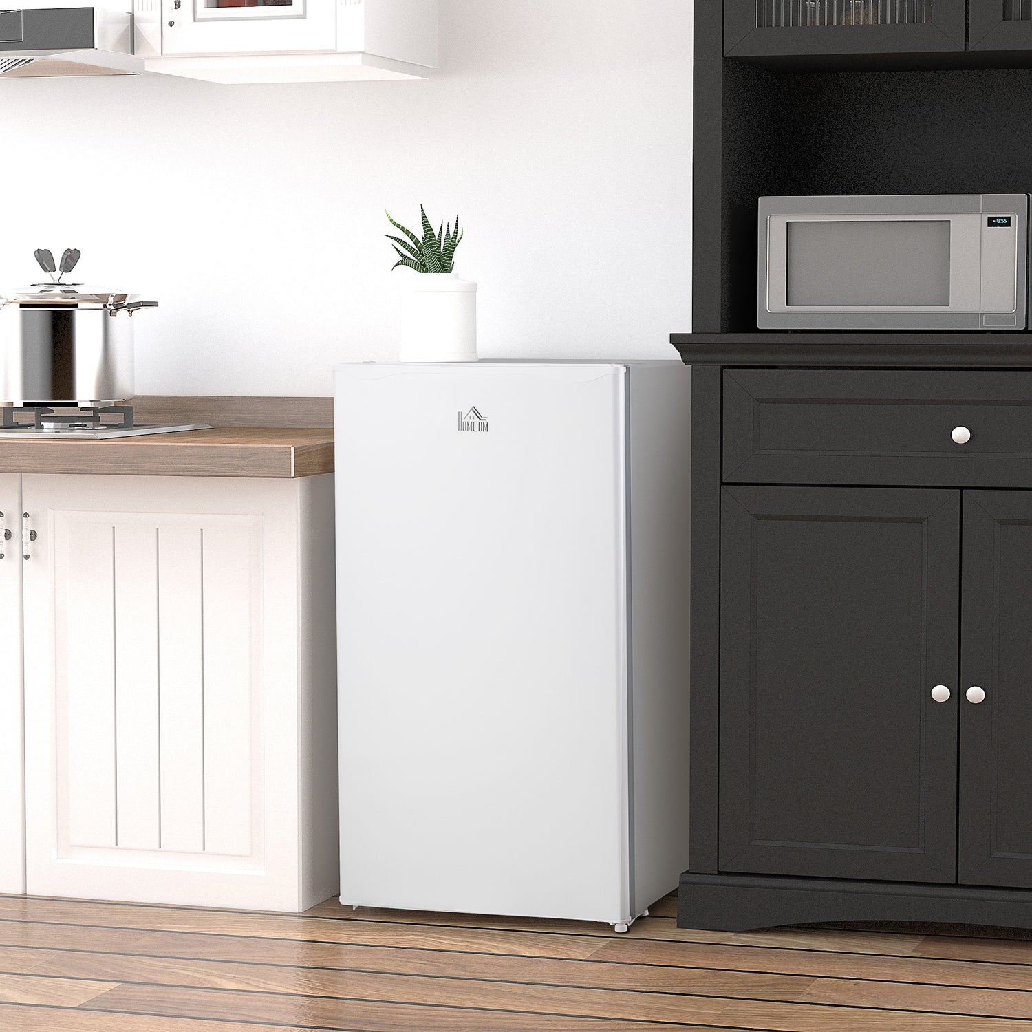Under Counter Fridge, 91L Small Fridge With Chiller Box, Removable Shelf, Reversible Door, Adjustable Legs, Mini Refrigerator, White