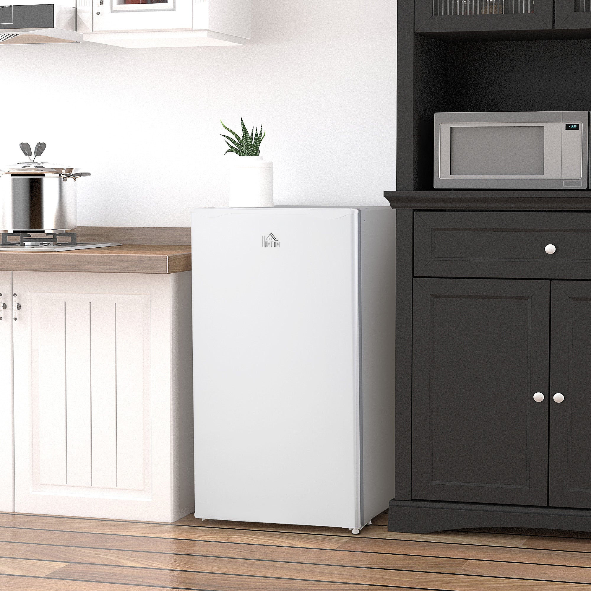 Under Counter Fridge, 91L Small Fridge With Chiller Box, Removable Shelf, Reversible Door, Adjustable Legs, Mini Refrigerator, White