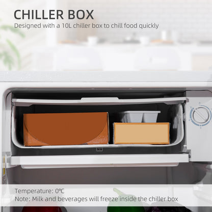Under Counter Fridge, 91L Small Fridge With Chiller Box, Removable Shelf, Reversible Door, Adjustable Legs, Mini Refrigerator, White