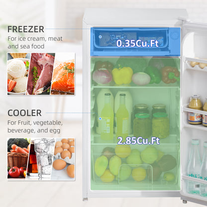 Under Counter Fridge, 91L Small Fridge With Chiller Box, Removable Shelf, Reversible Door, Adjustable Legs, Mini Refrigerator, White