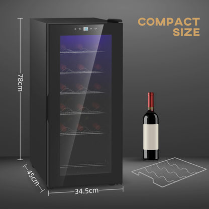 18-Bottle Narrow Wine Fridge, With Lights - Black