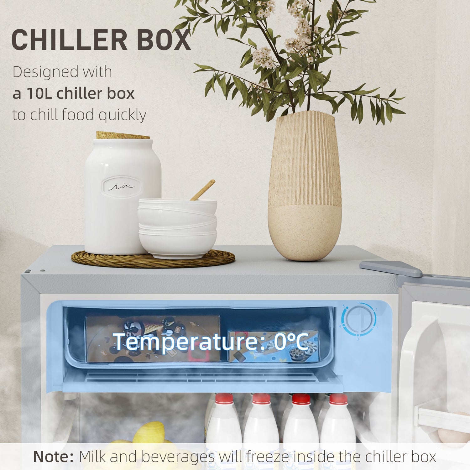 91L Freestanding Under-Counter Fridge With Lock - Grey