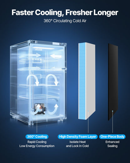 Mini Fridge With Freezer, 3.2 Cu.Ft, Two Door Compact Refrigerator, Adjustable Temperature, Shelf, Energy Efficient Small Fridge, Reversible Door, Low Noise, For Bedroom, Dorm, Office, Black