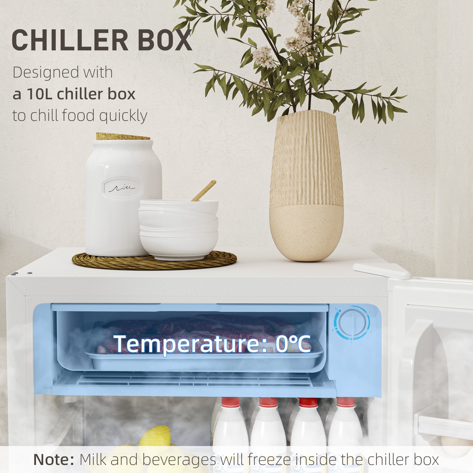 91L Freestanding Under-Counter Fridge With Lock - White
